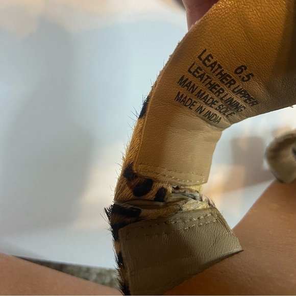 Able Margarete Leopard Print Fur Leather Sandals Flats Slides Slip on Cheetah - Picture 4 of 10